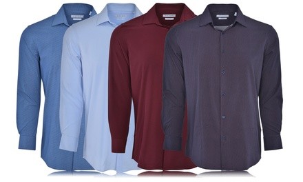 Zylos Platinum Men's 4-Way Stretch Moisture-Wicking Slim-Fit Dress Shirt