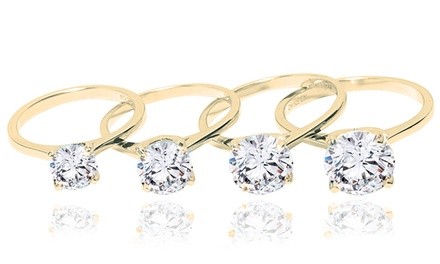 Classic Solitaire Cubic Zirconia Engagement Rings in 14K Gold and Rose Gold Plated Sterling Silver