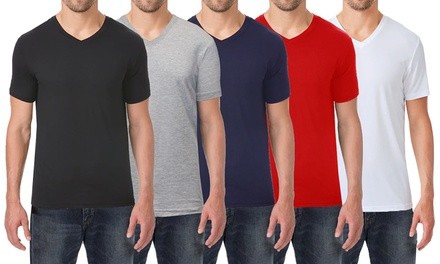 3-Pack Men's Wrinkle Resistant Cotton-Stretch V-Neck T-Shirts (S-2XL)