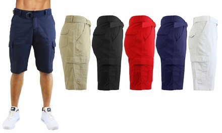 Men's 100% Cotton Belted Cargo Shorts (Size 30-42)