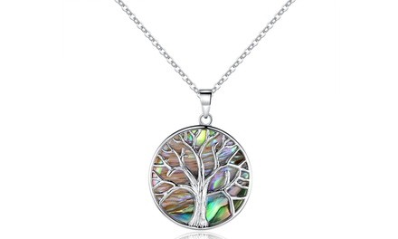 Genuine Abalone Pearl Tree Of Life Pendant Necklace by Peermont