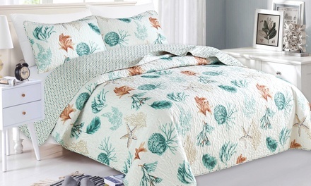 Coastal Theme Printed Quilt Set (3-Piece)