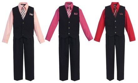 Bello Giovane Children's Pinstripe 4-Piece Vest Set (2T-4T)