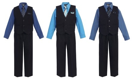 Bello Giovane Boys' Pinstripe Vest Set (4-Piece)