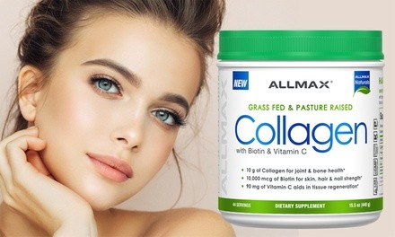 ALLMAX Grass-Fed & Pasture Raised Collagen + 10,000mg of Biotin + Vitamin C (44 Servings)