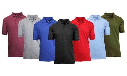 Galaxy by Harvic Men's Short Sleeve Polo Shirts (S-3XL; 5-Pack)