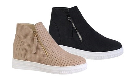 YOKI DEMIAN-48 Women's Perforated Wedge Sneakers