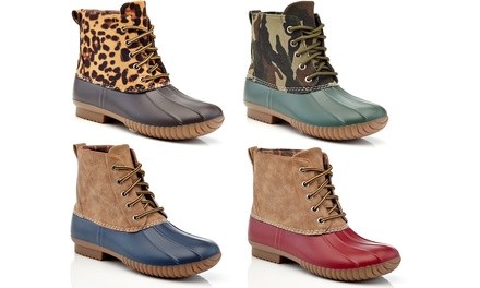 Women's Ankle-High Waterproof Lace-Up Duck Boots