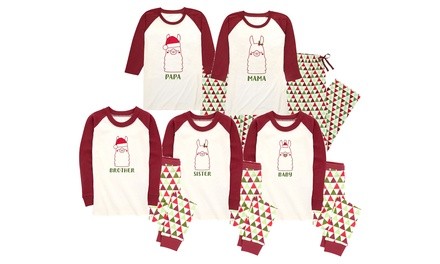 Nap Chat: Rustic Triangle Llama Family Pajama Set