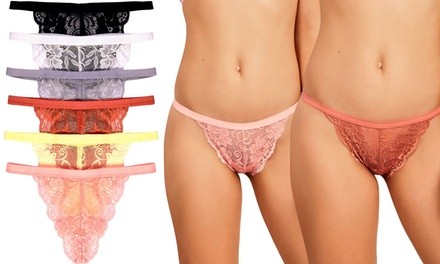 Women's Barely There T-string Thong Panties (6-Pack)