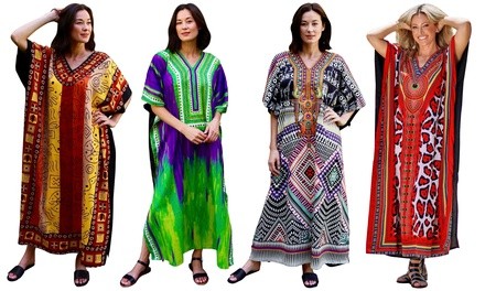 Women's Dashiki Style Maxi Caftan Dresses