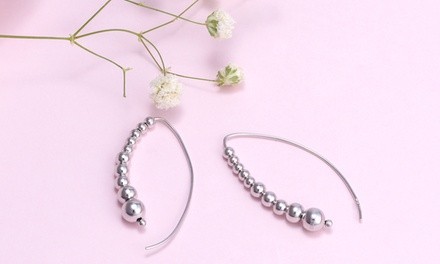 Sterling Silver Arc Riviere Beads Pull-Through Earrings by AMY & ANNETTE