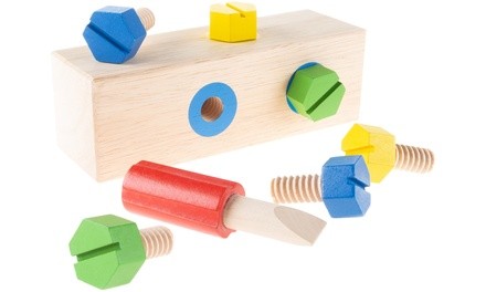 Hey! Play! Kids' Wooden Screw Block Toy