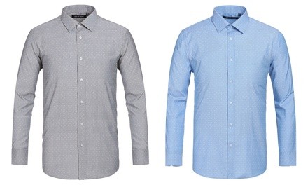 Verno Men's Long-Sleeve Printed Dress Shirts in Classic or Slim-Fit