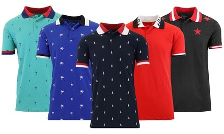 Galaxy By Harvic Men's Slim-Fit Short-Sleeve Printed Polo Shirt (S-2XL)