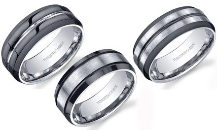 Men's Tungsten Carbide Ring in Black and Silver