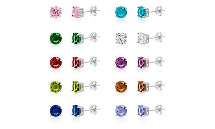 Crystal Studs in 18K White Gold Plating Made with Swarovski Elements (10 Pairs)