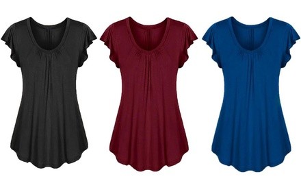 Leo Rosi Abigail Women's Ruffle Tunic Top. Plus Sizes Available.