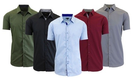 2-Pack Galaxy by Harvic Men's Short-Sleeve Slim-Fit Casual Dress Shirts (S–5XL)