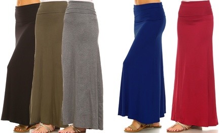 Isaac Liev Women's Banded Maxi Skirts (3-Pack). Plus Sizes Available.