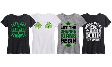 Women's Funny Shamrock St. Patrick's Day Tee. Plus Sizes Available. 