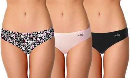 AQS Women's Seamless Bikini Bottoms in Floral and Basics (3-Pack)