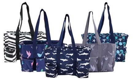 7-Pocket Utility Shopping Tote Bag for Market and Picnic