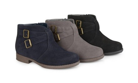 Journee Collection Kids' Faux Suede Buckle Boots