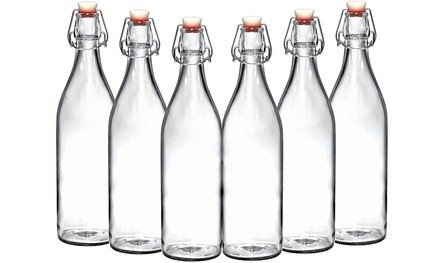 Giara Clear Glass Bottles with Stopper (6-Bottles)