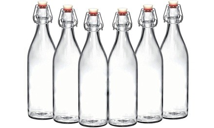 Giara Clear Glass Bottles with Stopper (6-Bottles)