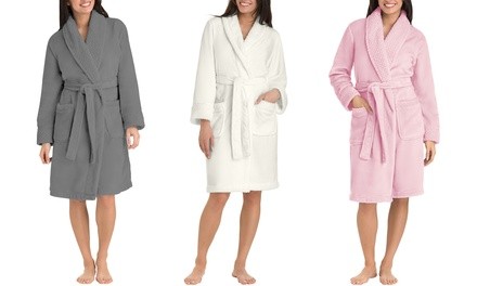 Safdie & Co. Women's Solid Flannel Bath Robe