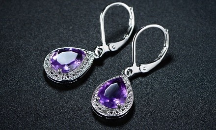 Peermont Genuine Amethyst with Diamond Accent Teardrop Earrings