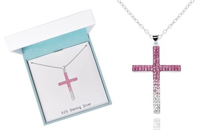 Crystal Ombre Cross Necklaces in Sterling Silver by Elements of Love