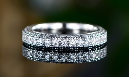 Three Sided Eternity Band made with Swarovski Crystals. Multiple Options Available.