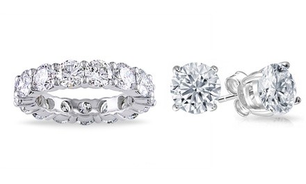 8.00 CTTW Cubic Zirconia Eternity Bands and Stud Earrings Set (2-Pack) by Elements of Love