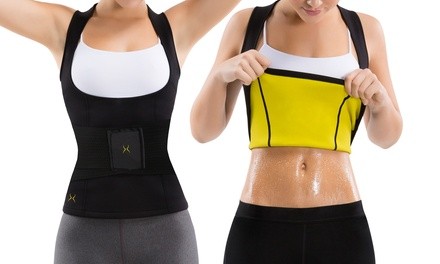 Waist Trimmer Sweat Vest with Corset Belt 