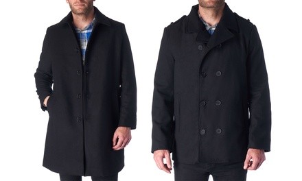 Hammer Anvil Men's Classic Wool Blend Peacoat or Walking Coat (S-2XL)