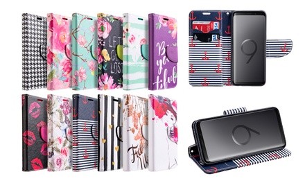 Fashion Stylish Design Folio Multiple Credit Card Wallet Phone Case with Strap - Samsung Galaxy S8, S8 Plus, S9, S9 Plus