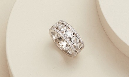 18K White Gold Plated Crystal Eternity Band Made with Swarovski Elements