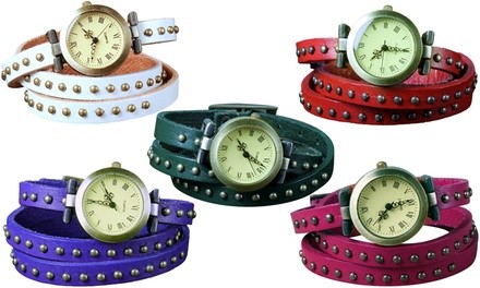 Retro Rivet Women's Wrap-Around Watch