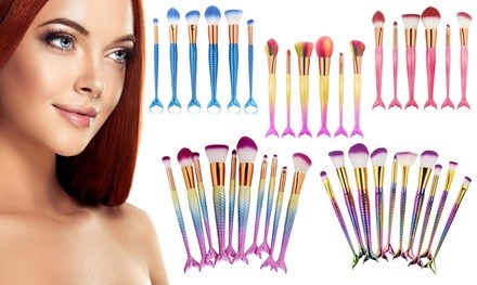 Funky Mermaid-Style Makeup Brush Set (6-, 7-, or 10-Piece)