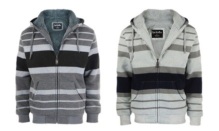 Lee Hanton Men's Striped Zip-Up Hoodie with Fleece Lining (S-2XL)