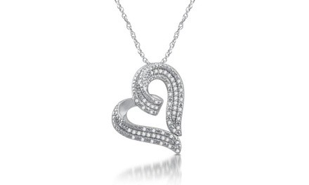 1/2 CTTW Diamond Heart Shaped Pendant in Sterling Silver By DeCarat