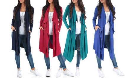 Women's Knee-Length Cardigan with Pockets