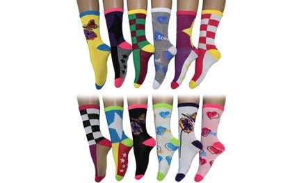 Frenchic Assorted Fun and Funky Crew Socks (12-Pairs)