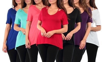 Women's Strap Shoulder V-Neck Tunic