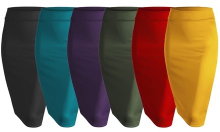 Made By Johnny Women's Bodycon Midi Knee Length Pencil Skirt. Plus Sizes Available.
