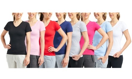 Women's V-Neck Egyptian Cotton T-Shirt (8-Pack)