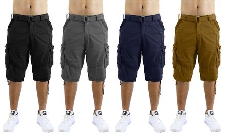 2-Pack Men's Classic-Fit Tactical Reinforced Belted Cargo Shorts (Size 30-48)