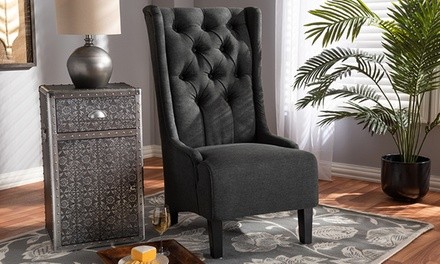 Dorais Fabric Button Tufted Upholstered Extra Tall Accent Chair